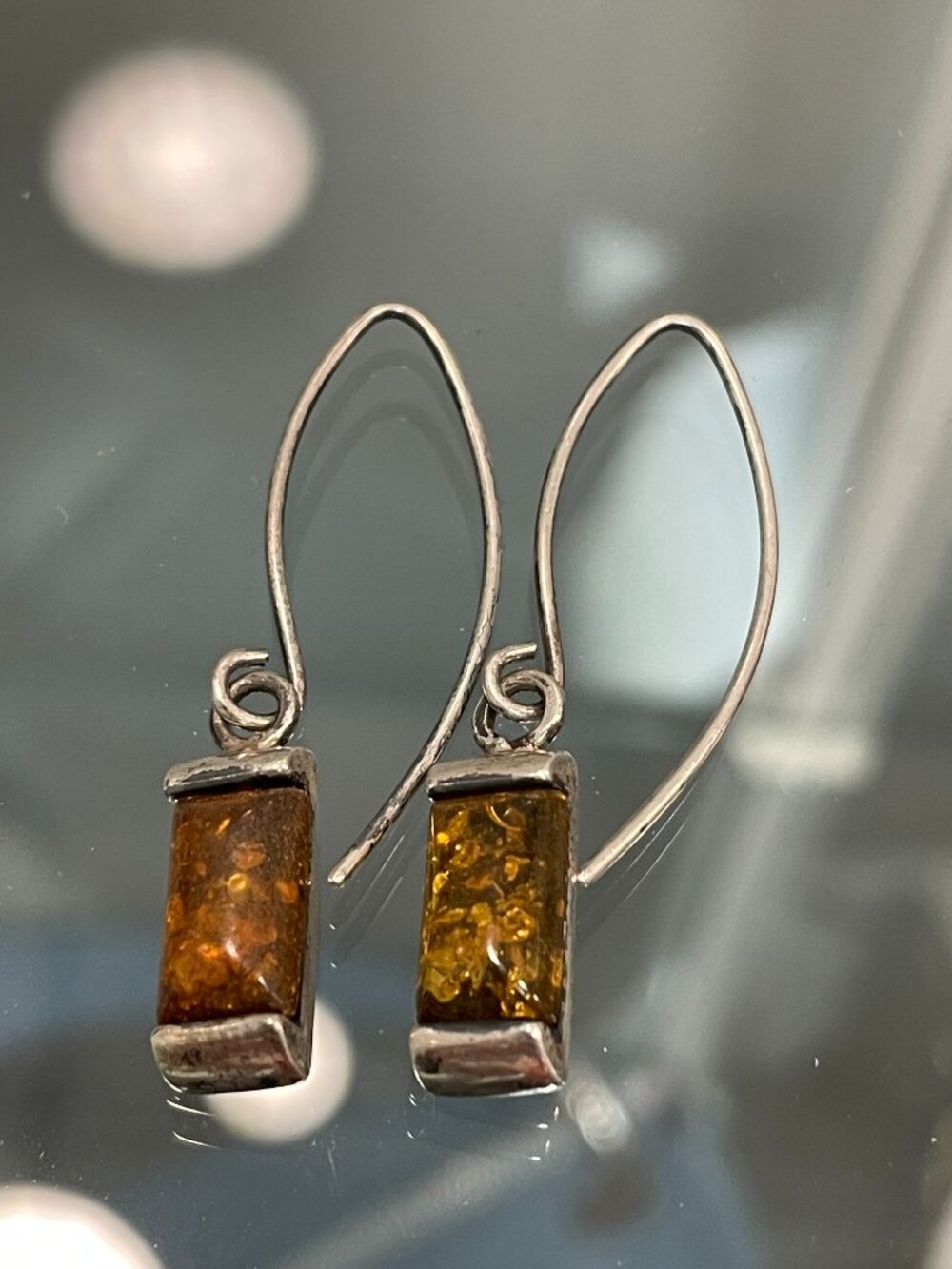Sterling & Amber Earrings